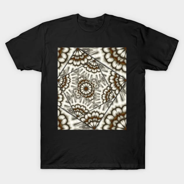 Abstract bold fans in brown and beige T-Shirt by hereswendy